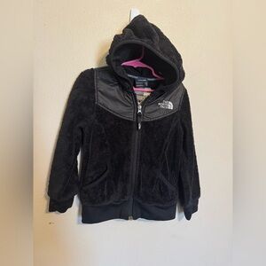Girls The North Face Black Oso Fleece Jacket With Nylon Shoulders Panels Sz XXS